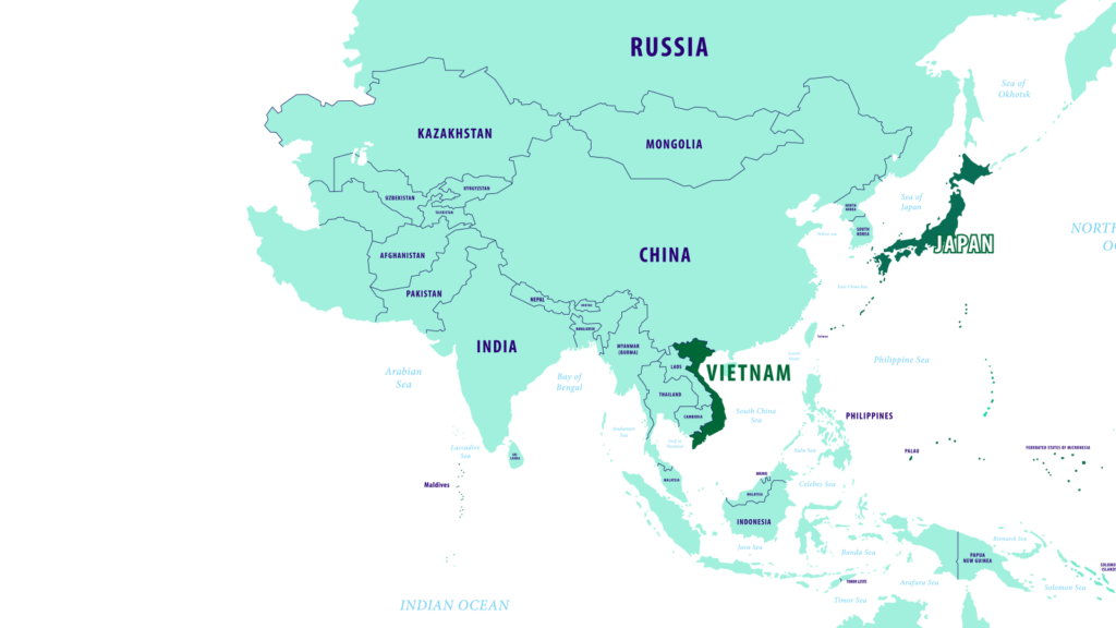 ベトナムの位置がわかる地図